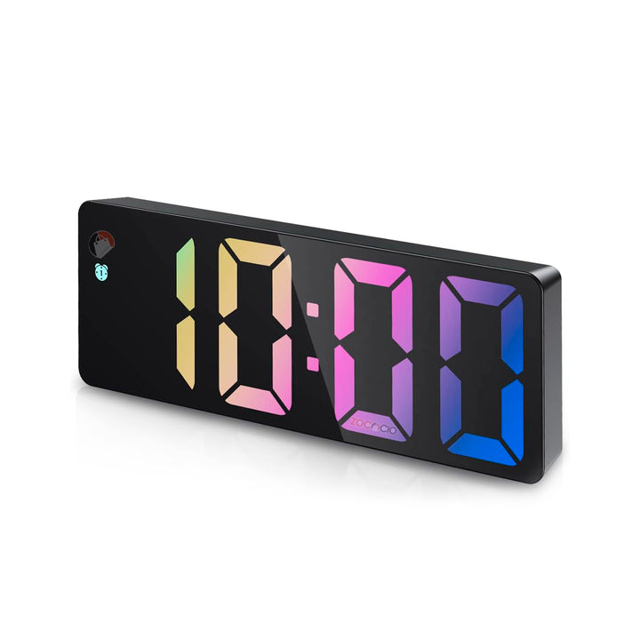 Reloj Espejo Digital Luz Led De Colores Con Despertador