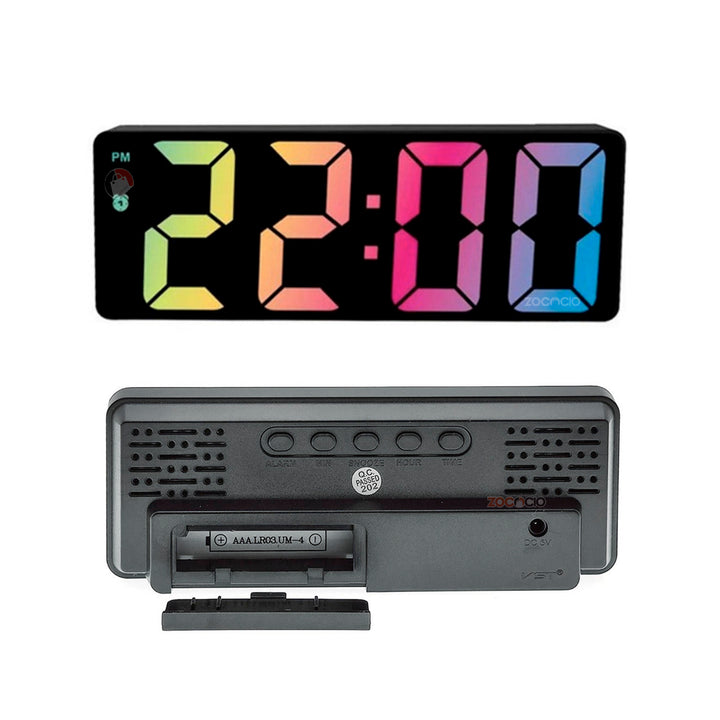 Reloj Espejo Digital Luz Led De Colores Con Despertador